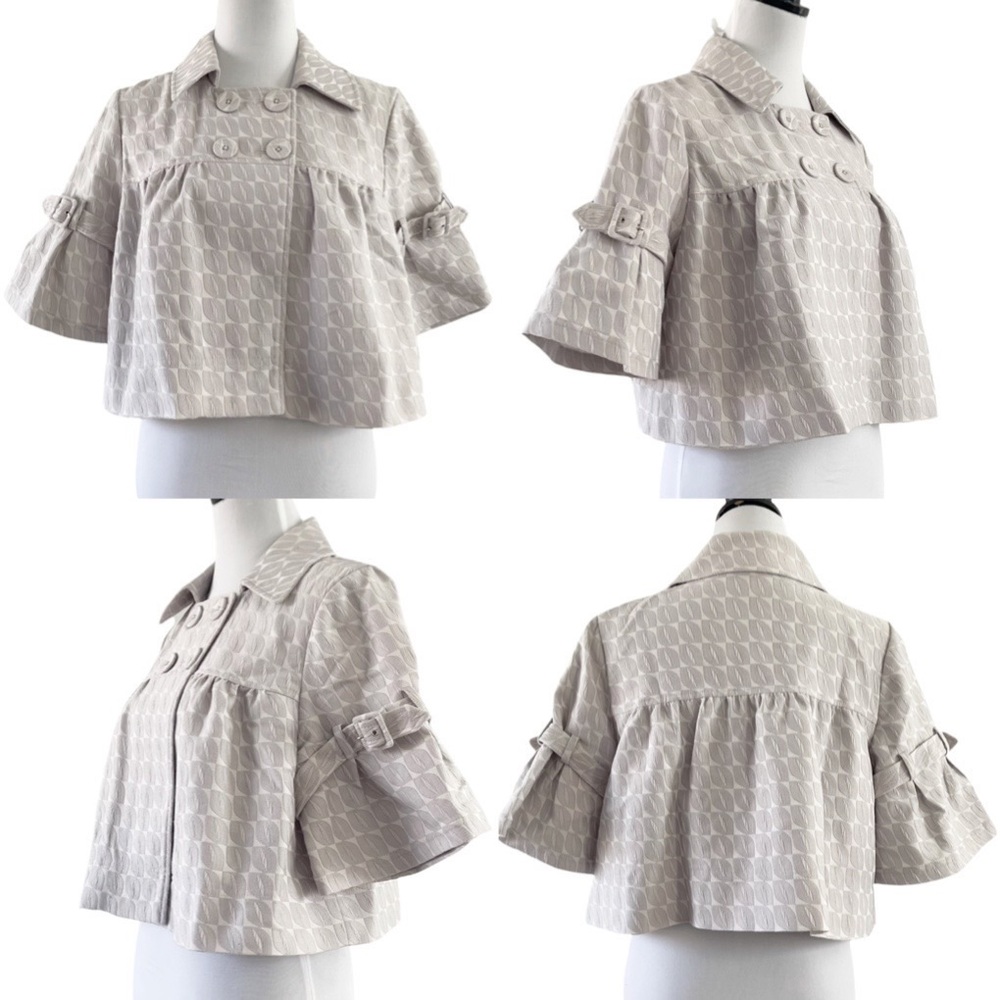 Elle Y2K Chic Flare Box Button Close Cropped Bell Sleeve Blazer Size Large